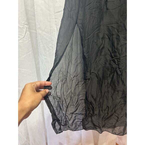 Scandal Italy Silk Blend Maxi Dress OS Boho Flowy Sleeveless Romantic Black Boho - Picture 3 of 13